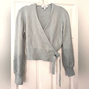 & Other Stories Wrap wool bland cropped teal blue Cardigan sweater size XS cozy